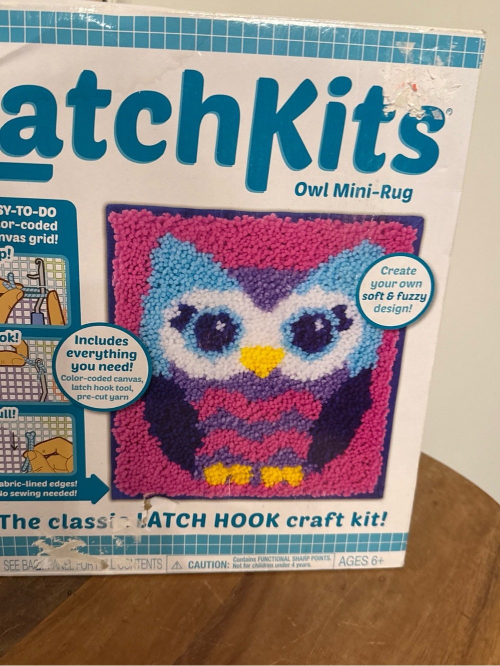 Latch Hook Sewing Kit Latch Kits Owl Mini-Rug New in Box Ages 6+ Wall Hanging G5